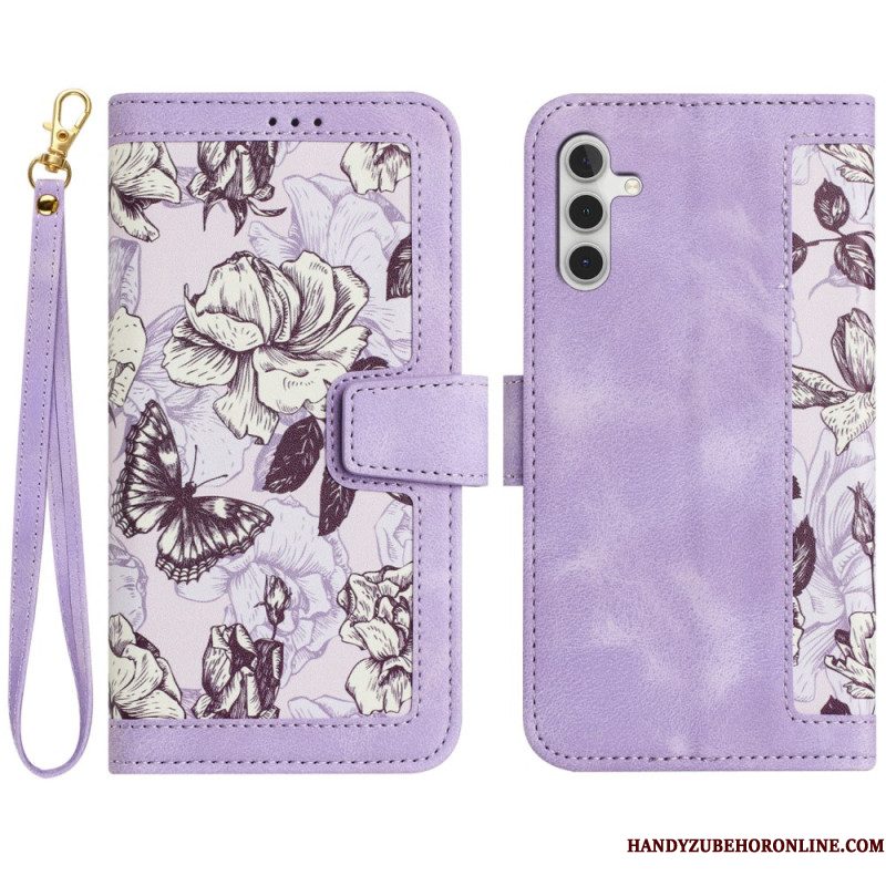 Bescherming Hoesje Samsung Galaxy S25 5g Portemonnee Met Bloemenprint