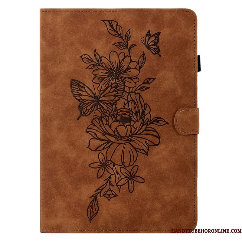 Bescherming Hoesje Samsung Galaxy Tab S11 Suède Bloem- En Vlindereffect