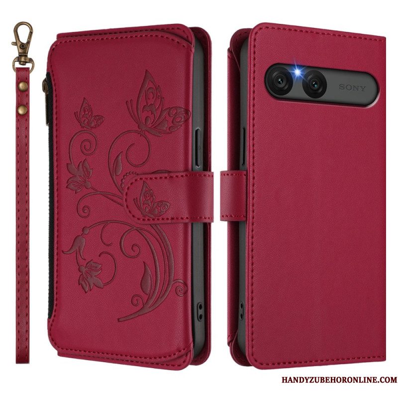 Bescherming Hoesje Sony Xperia 10 Vii Rfid-portemonnee Met Bloemenprint