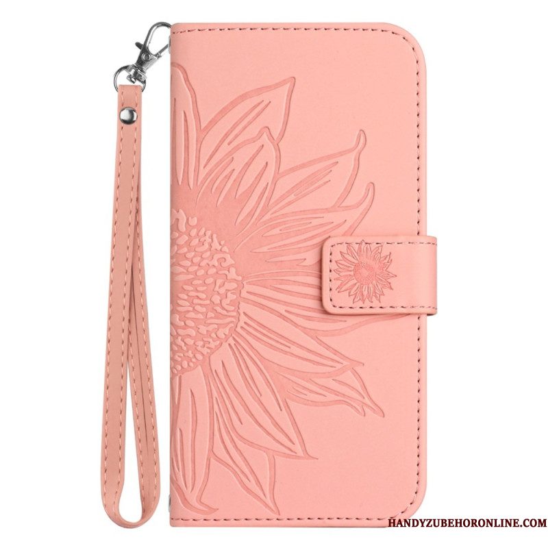 Bescherming Hoesje Xiaomi Redmi Note 14 5g Zonnebloemprint Met Bandje