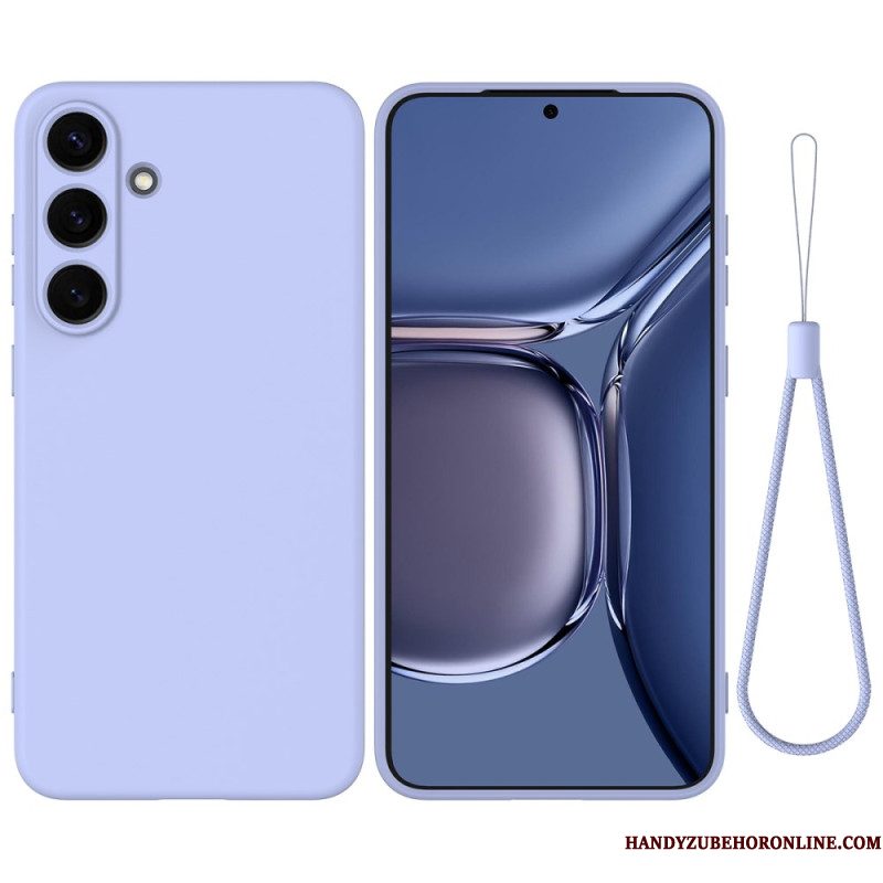 Case Hoesje Samsung Galaxy S25 5g Telefoonhoesje Vloeibare Siliconen Met Bandje