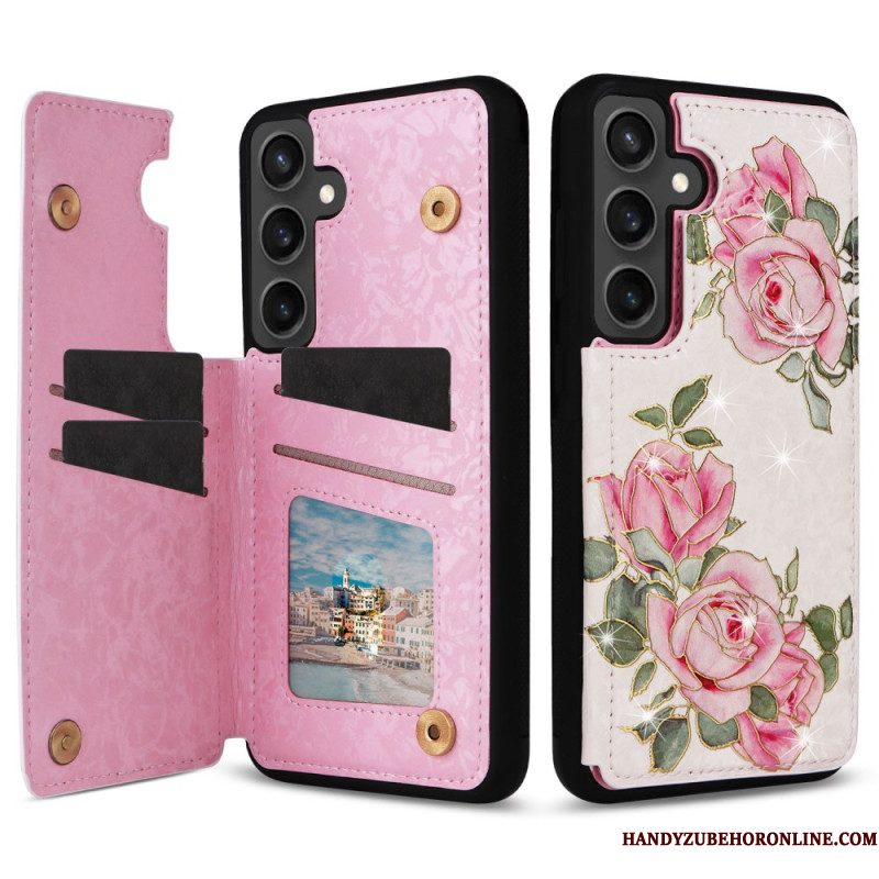 Case Hoesje Samsung Galaxy S25 Fe Telefoonhoesje Kaarthouder Met Bloemenmotief