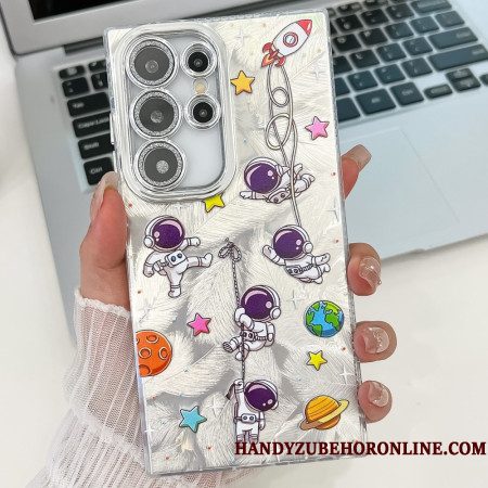 Case Hoesje Samsung Galaxy S25 Ultra 5g Telefoonhoesje Astronaut Met Lensbeschermer