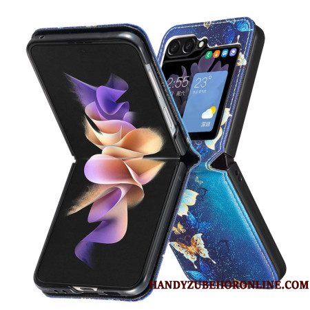 Case Hoesje Samsung Galaxy Z Flip 7 Fe Telefoonhoesje Gouden Vlinders