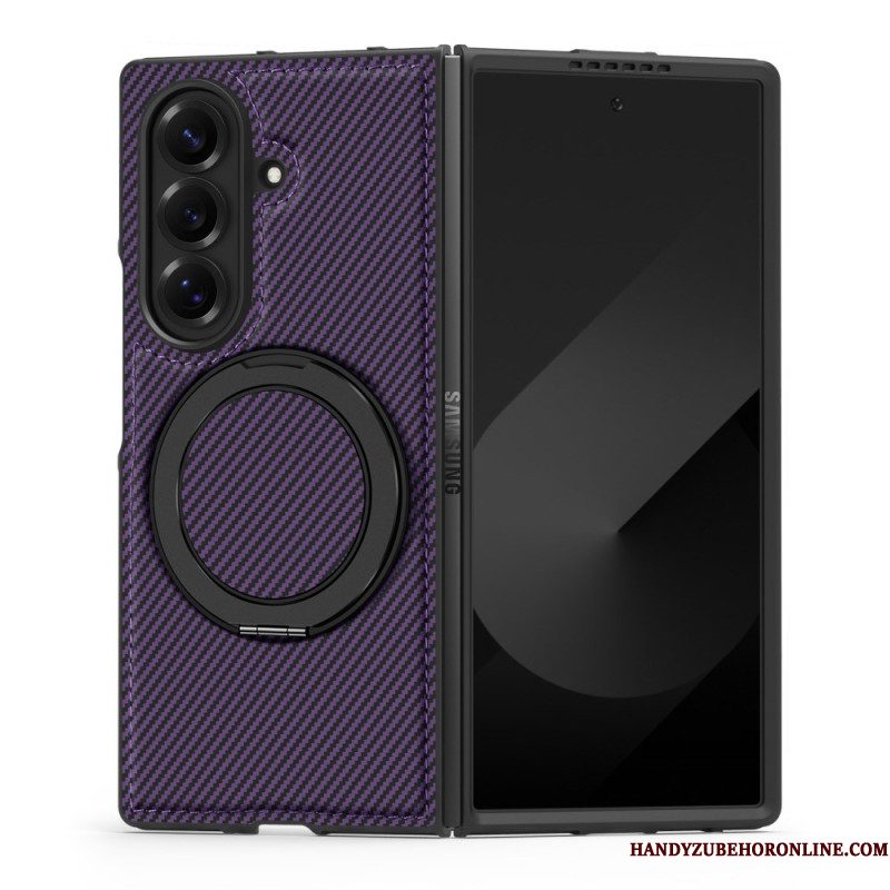 Case Hoesje Samsung Galaxy Z Fold 7 Telefoonhoesje Magnetisch Getextureerd Koolstofvezel