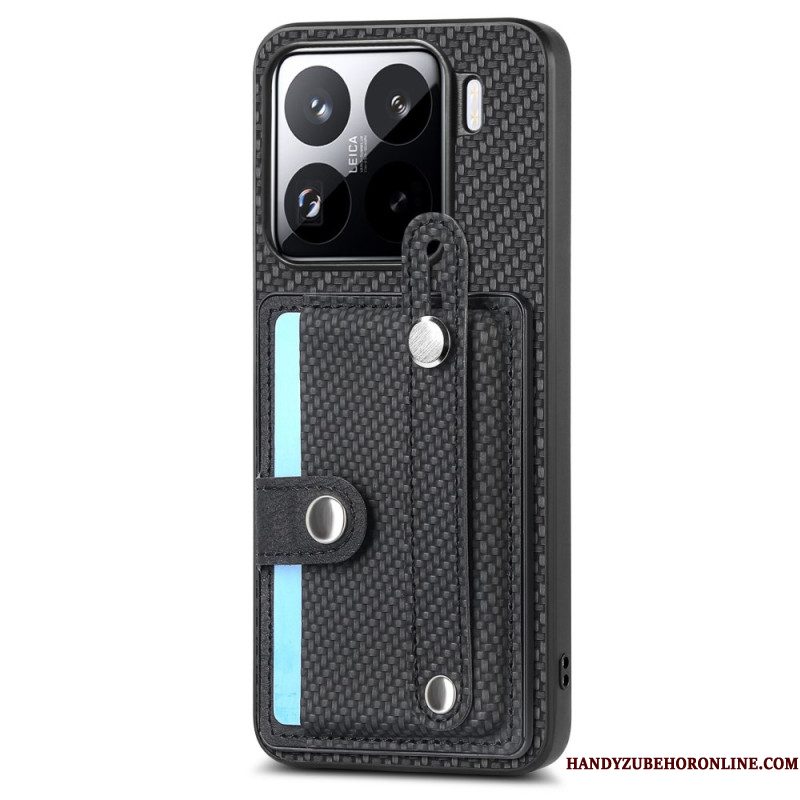 Case Hoesje Xiaomi 15 Telefoonhoesje Kaarthouder En Bandje Van Koolstofvezel