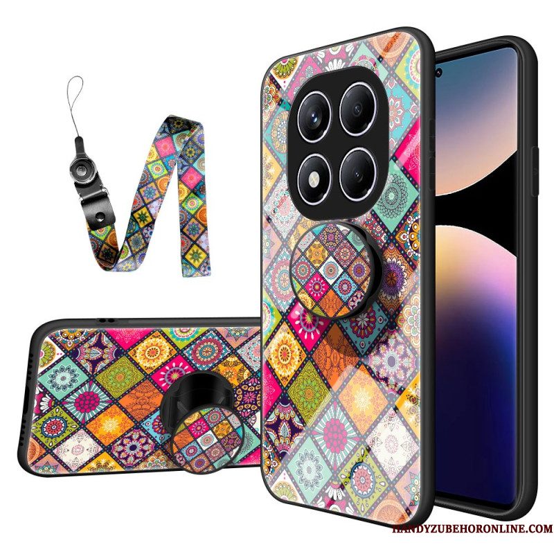 Case Hoesje Xiaomi Redmi Note 14 Pro 4g Telefoonhoesje Patchwork Patroon Standaard En Bandje