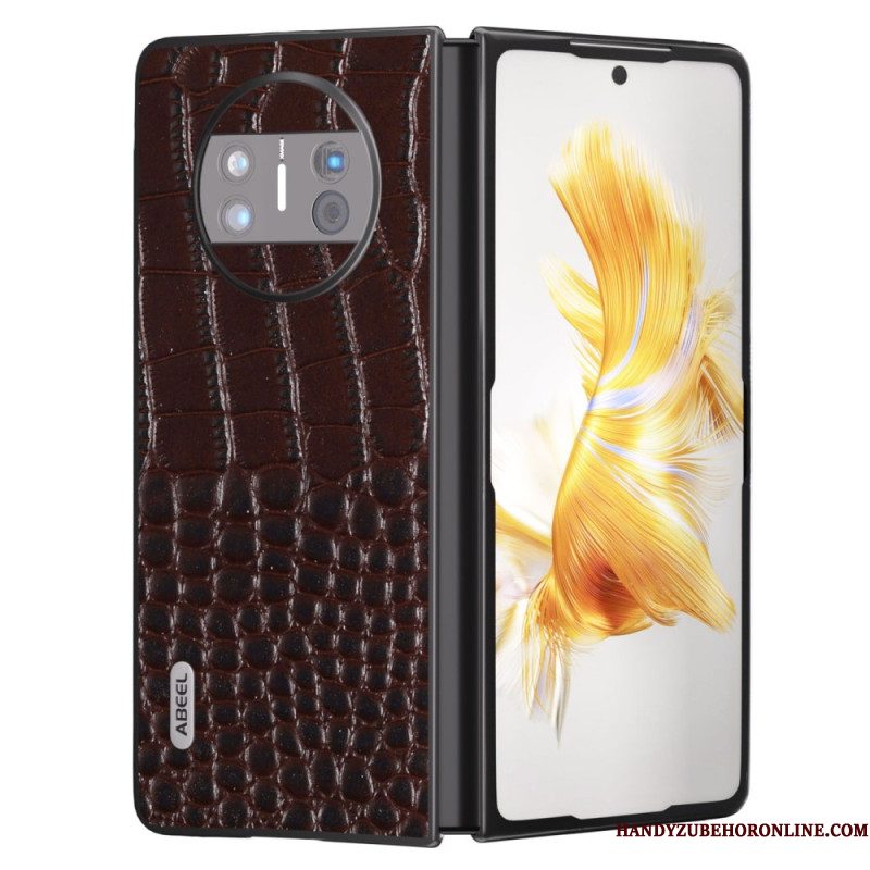 Cover Hoesje Huawei Mate X3 Telefoonhoesje Echt Krokodillenleerstijl Abeel