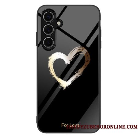Cover Hoesje Samsung Galaxy S25 5g Telefoonhoesje Gouden Hart Op Zwarte Achtergrond