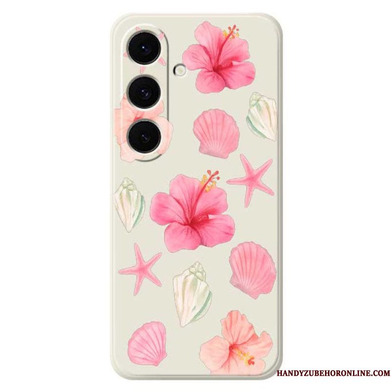 Cover Hoesje Samsung Galaxy S25 Fe Telefoonhoesje Siliconen Met Bloemen En Schelpen