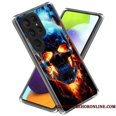 Cover Hoesje Samsung Galaxy S25 Ultra 5g Telefoonhoesje Vlammende Schedel