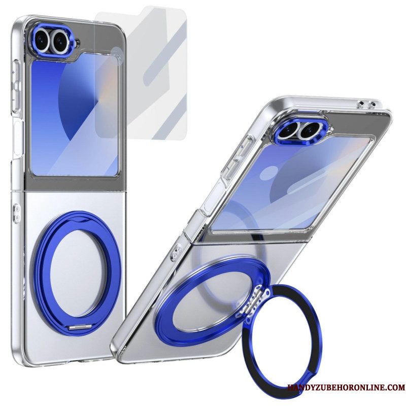 Cover Hoesje Samsung Galaxy Z Flip 7 Fe Telefoonhoesje Magnetische Standaard En Hd-schermbeschermer