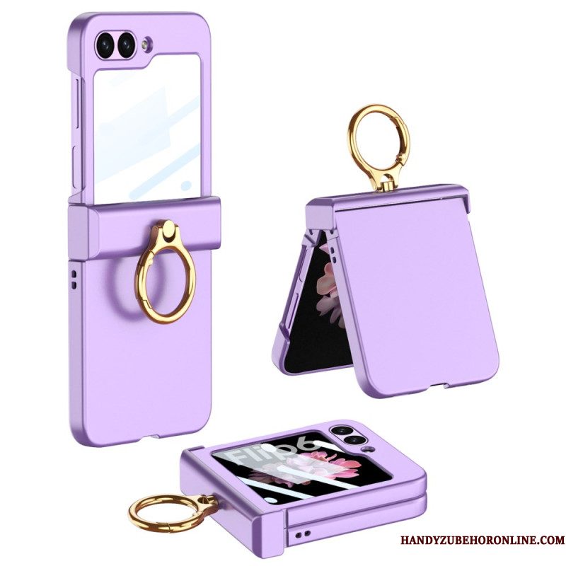 Cover Hoesje Samsung Galaxy Z Flip 7 Fe Telefoonhoesje Ringhouder En Gkk Gehard Glazen Schermbeschermer