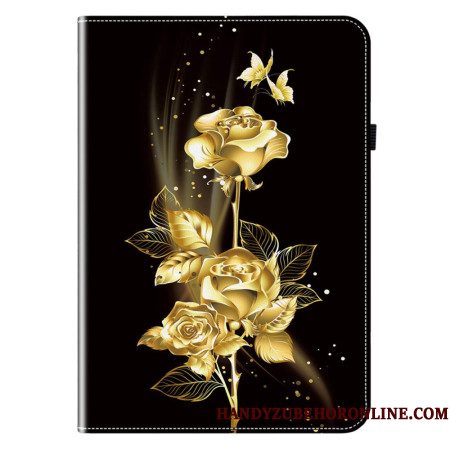 Cover Samsung Galaxy Tab S11 Vlinders En Gouden Rozen