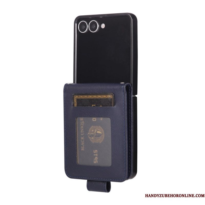 Cover Samsung Galaxy Z Flip 7 Kaarthouder Van Imitatieleer