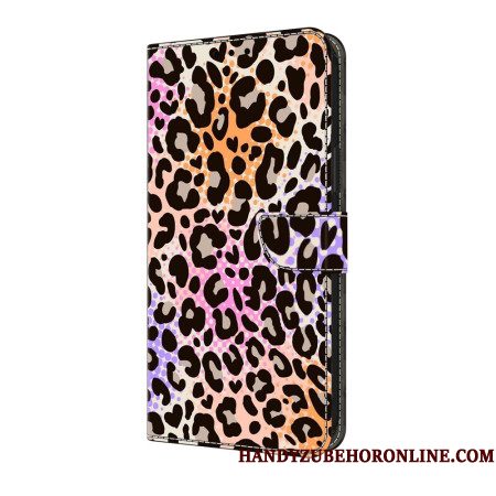 Flip Case Leren Samsung Galaxy A17 4g / 5g Kleurrijk Luipaardpatroon