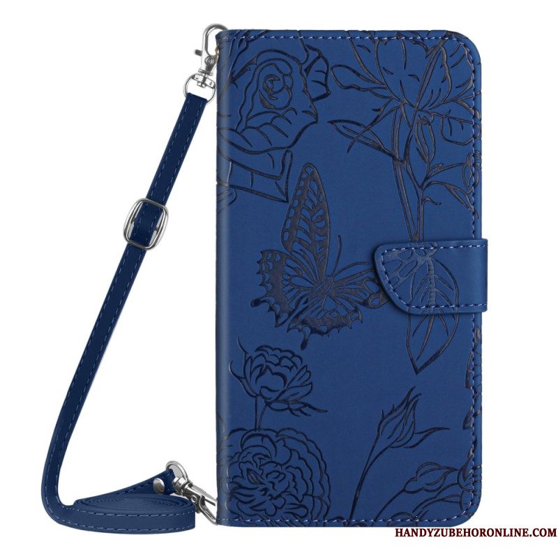 Flip Case Leren Samsung Galaxy A17 4g / 5g Schoudertas Met Vlinderprint