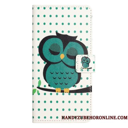 Flip Case Leren Samsung Galaxy A17 4g / 5g Slapende Uil