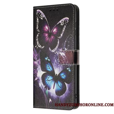 Flip Case Leren Samsung Galaxy A17 4g / 5g Twee Vlinders
