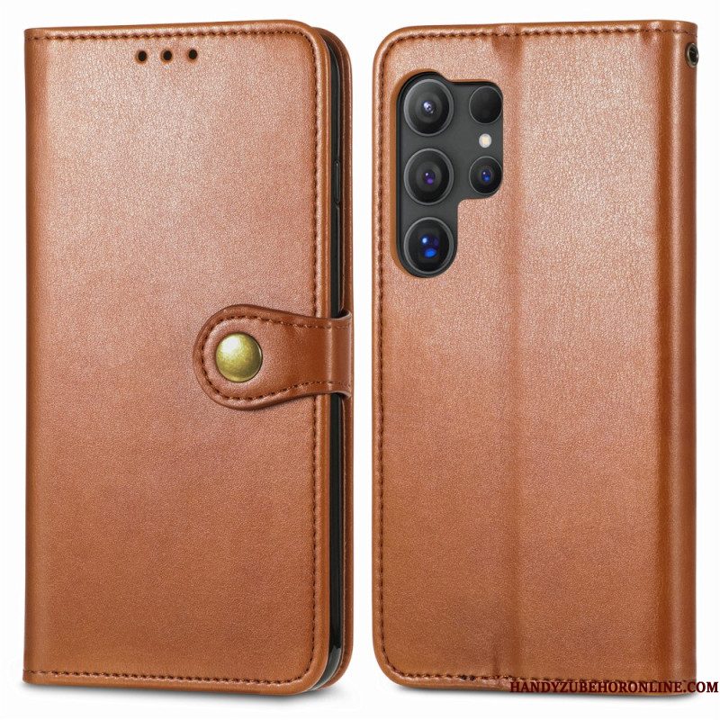 Flip Case Leren Samsung Galaxy S25 Ultra 5g Gouden Sluiting