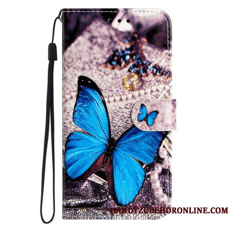 Flip Case Leren Sony Xperia 1 Vii Blauwe Vlinder