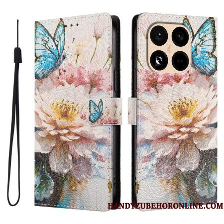 Flip Case Leren Xiaomi 15t Pro Bloem En Vlinder