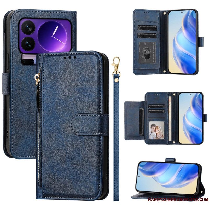 Flip Case Leren Xiaomi 17 Pro Vak Met Rits En Meerdere Kaartsleuven