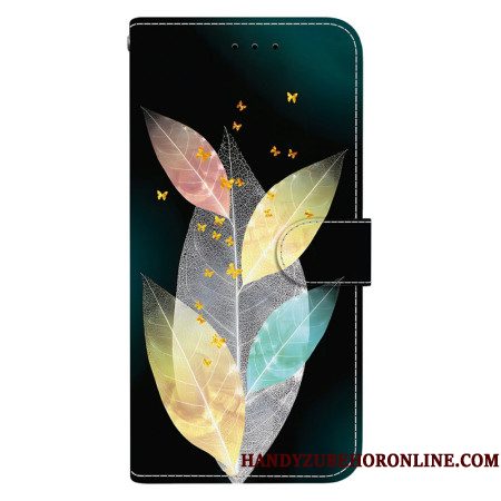 Flip Case Leren Xiaomi Redmi Note 14 4g Kleurrijke Veren