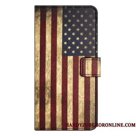 Flip Case Leren Xiaomi Redmi Note 14 4g Vintage Amerikaanse Vlag