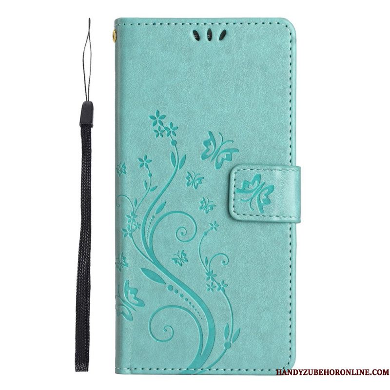 Flip Case Leren Xiaomi Redmi Note 14 5g Bloemen En Vlinders