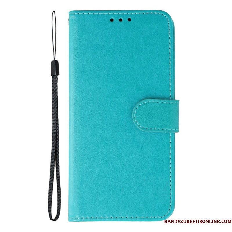 Flip Case Leren Xiaomi Redmi Note 14 5g Monochroom Lederlook Bandje
