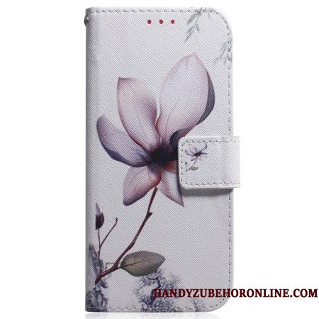Flip Case Leren Xiaomi Redmi Note 14 5g Roze Bloem