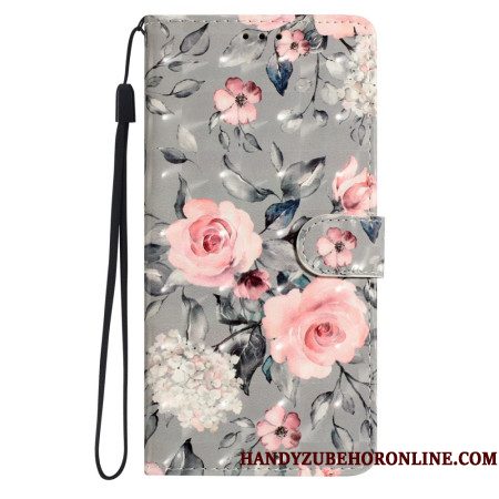 Flip Case Leren Xiaomi Redmi Note 14 Pro Plus 5g Roze 3d Bloemen