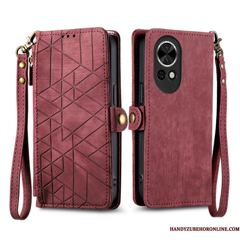 Folio-hoesje Huawei Nova 13 Telefoonhoesje Portemonnee Met Rits En Geometrisch Patroon