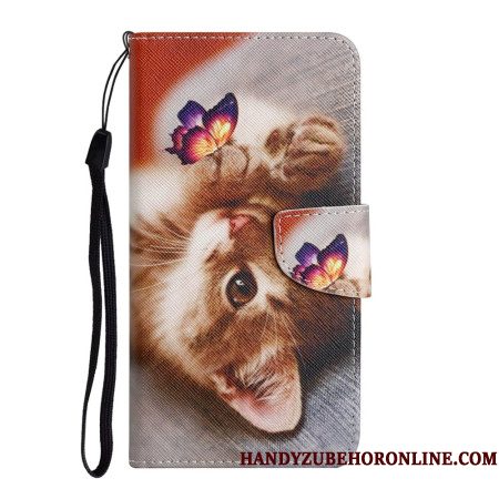Folio-hoesje Samsung Galaxy A17 4g / 5g Telefoonhoesje Vlinder En Kat