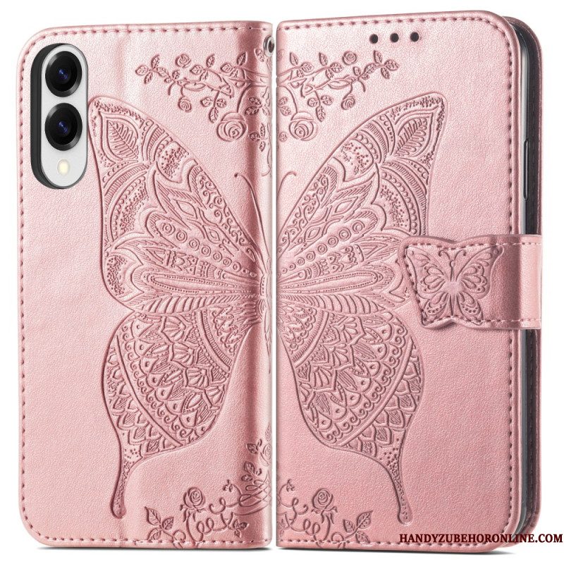 Folio-hoesje Samsung Galaxy S25 5g Edge Telefoonhoesje Barok Vlinder Met Polsbandje
