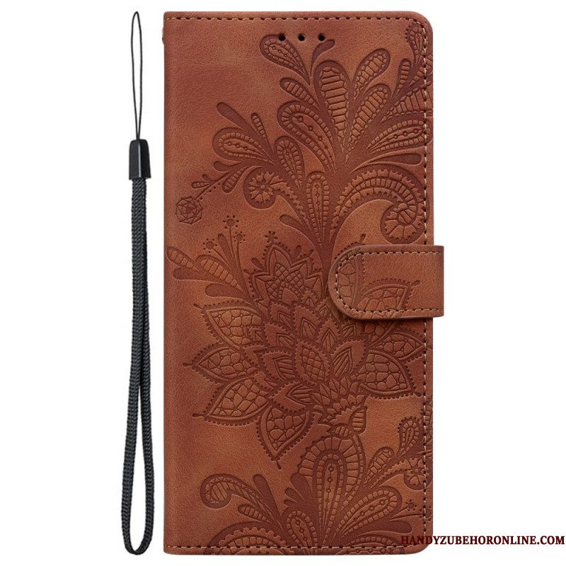Folio-hoesje Samsung Galaxy S25 5g Telefoonhoesje Bloemenkantpatroon