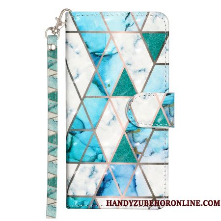 Folio-hoesje Samsung Galaxy S25 Fe Telefoonhoesje Blauw Marmer Met Koord