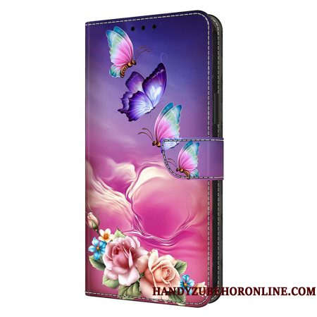 Folio-hoesje Samsung Galaxy S25 Plus 5g Telefoonhoesje Vlinders En Kleine Bloemen