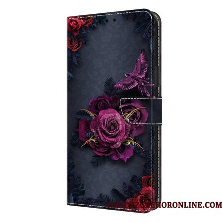Folio-hoesje Samsung Galaxy S26 Plus Telefoonhoesje Lichtgevende Paarse Bloemen