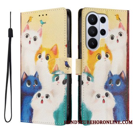 Folio-hoesje Samsung Galaxy S26 Ultra Telefoonhoesje Kleurrijke Katten