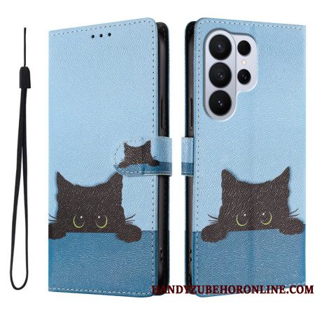 Folio-hoesje Samsung Galaxy S26 Ultra Telefoonhoesje Zwart Kitten