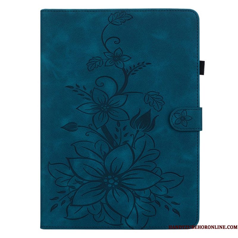 Folio-hoesje Samsung Galaxy Tab S11 Bloemen Met Suède-effect
