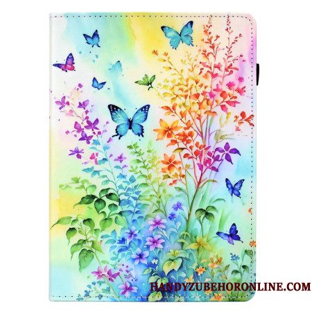 Folio-hoesje Samsung Galaxy Tab S11 Telefoonhoesje Gekleurde Bloemen En Vlinders