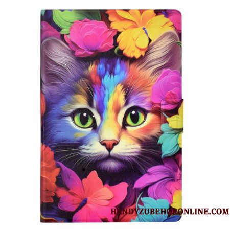 Folio-hoesje Samsung Galaxy Tab S11 Telefoonhoesje Kleurrijke Kat