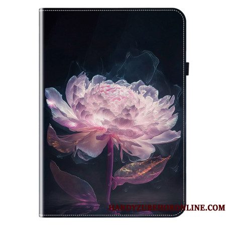 Folio-hoesje Samsung Galaxy Tab S11 Telefoonhoesje Paarse Pioenroos