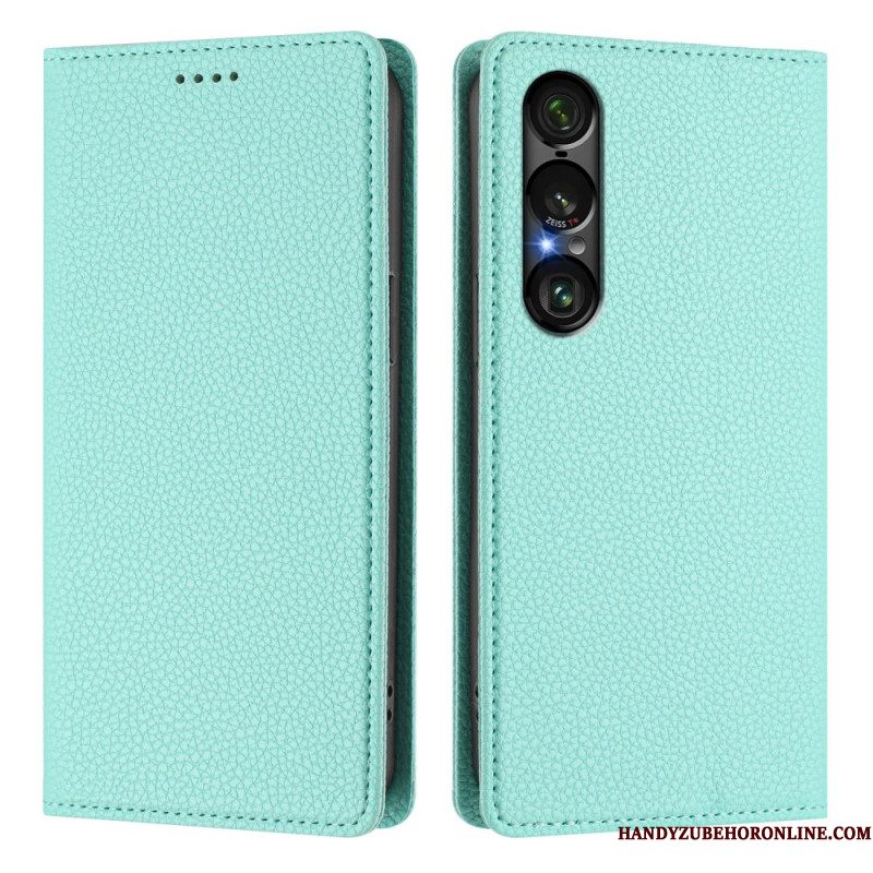 Folio-hoesje Sony Xperia 1 Vii Telefoonhoesje Rfid-bescherming Lychee Leertextuur