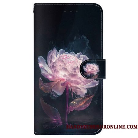 Folio-hoesje Sony Xperia 10 Vii Telefoonhoesje Paarse Pioenroos