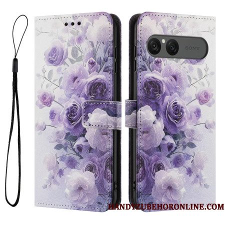 Folio-hoesje Sony Xperia 10 Vii Telefoonhoesje Paarse Rozen