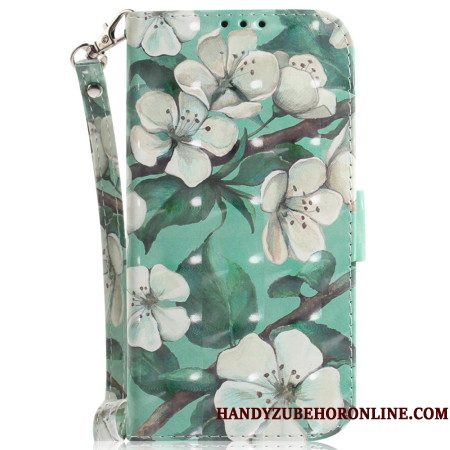 Folio-hoesje Xiaomi 15 Telefoonhoesje Sleutelkoord Met Aquarelbloemen